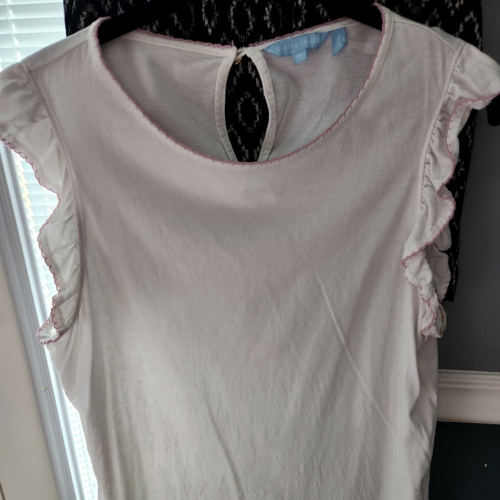Draper James White Flutter Sleeve Top